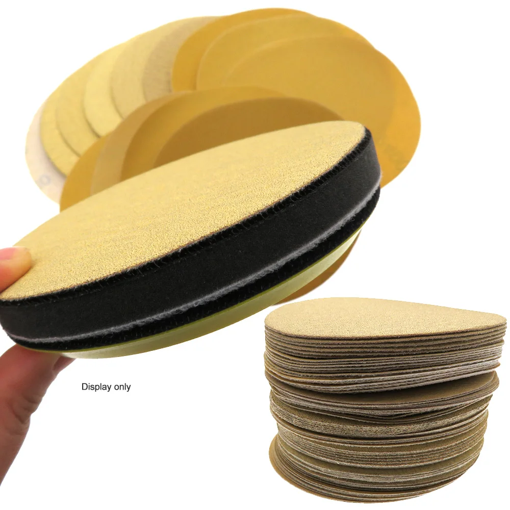 10Pcs 5 Pollici 125 MILLIMETRI di Alluminio Ossido di 60 a 1000 Grane Gancio e Anello di Oro Carta Vetrata Levigatura A Disco per metallo e Automotive