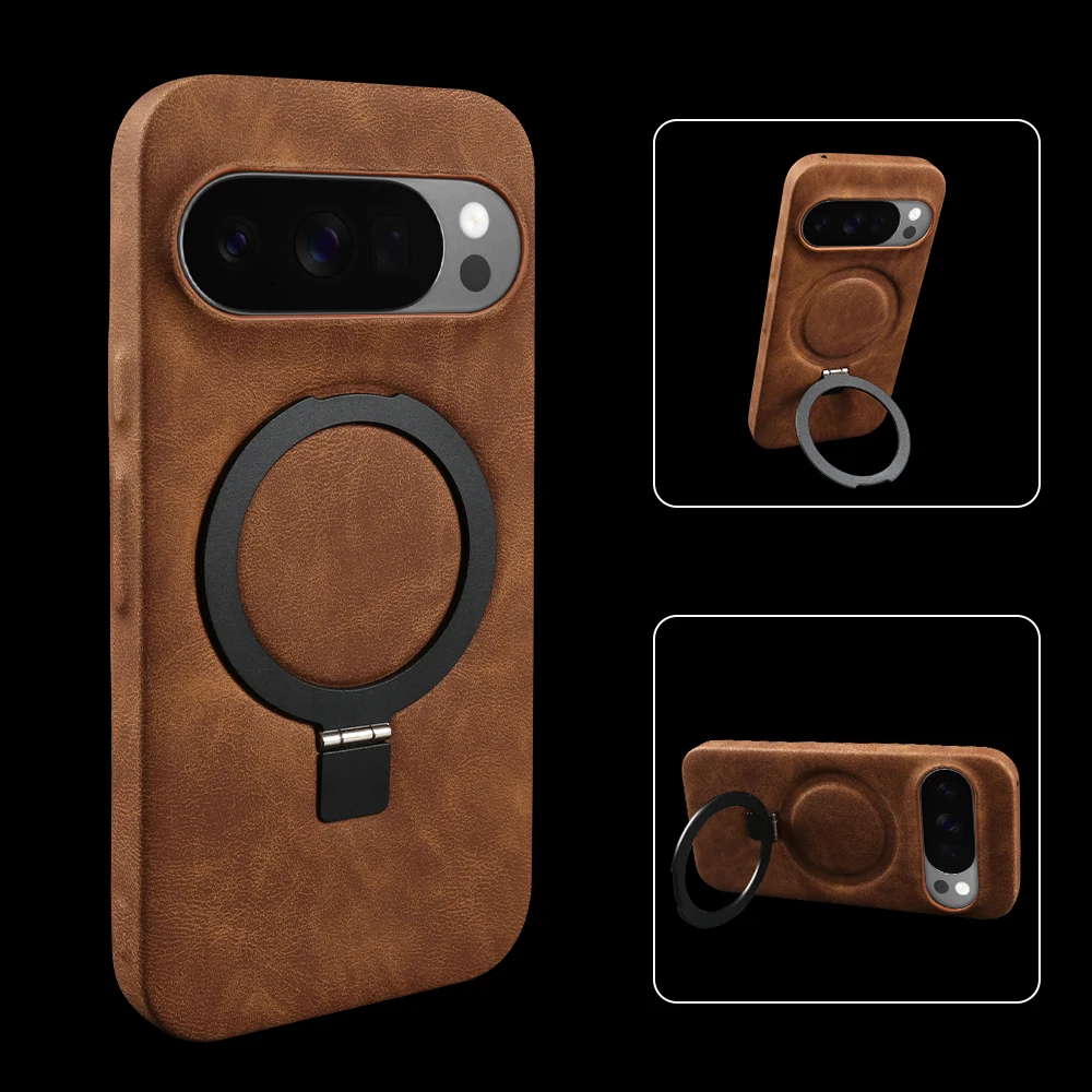 

Magnetic Bracket Ring Leather Case For Google Pixel 10 Pro XL Pixel10 9A 8A 7A 6A 5A 5 6 7 8 9 Pro XL Phone Case Cover Funda Bag