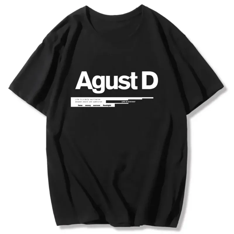 New Korean version of KPOP Agust D printed T-shirt D-2 album Unisex T-shirt Yoongi shirt Teen clothes cool