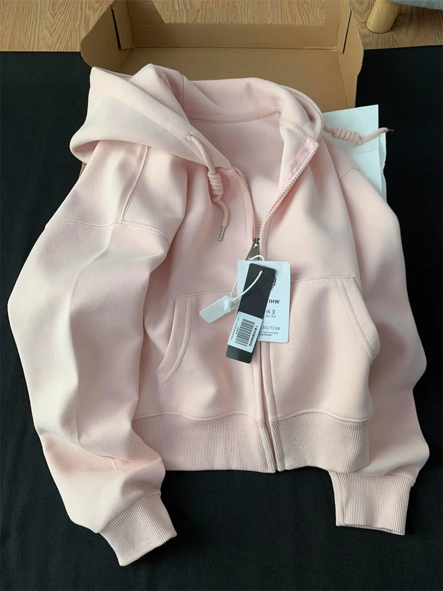 

Ретро-худи на молнии в стиле кэжуал, весенне-осенний свободный кардиган, верхняя одежда, простой, но элегантный уличный стиль