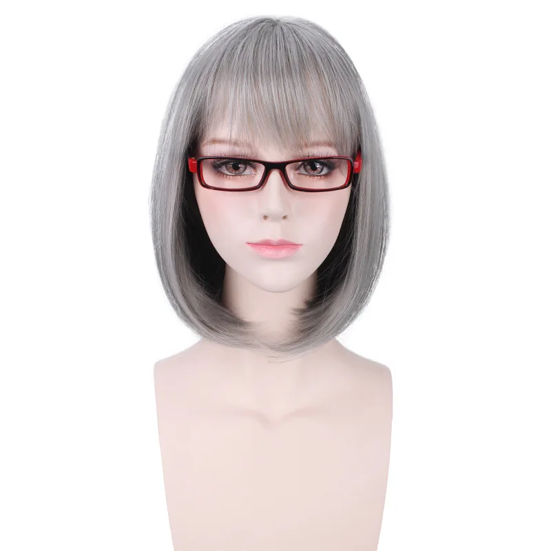 Grey Bob Cosplay Wig Short Anime Hair Synthetic Heat Resistant  Fiber Party Costume Wigs Cartoon Accessorries