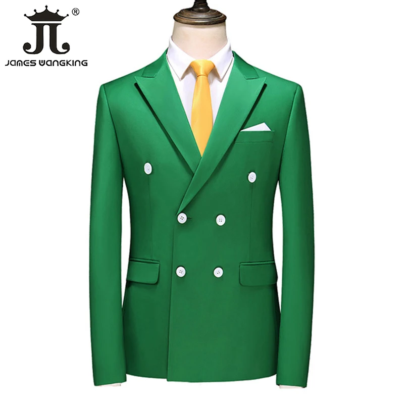 14 Colors 6XL Mens Blazer Double Breasted Solid Color Formal Business Office Party Host Stage Up Groom Wedding Dress Suit Jacket