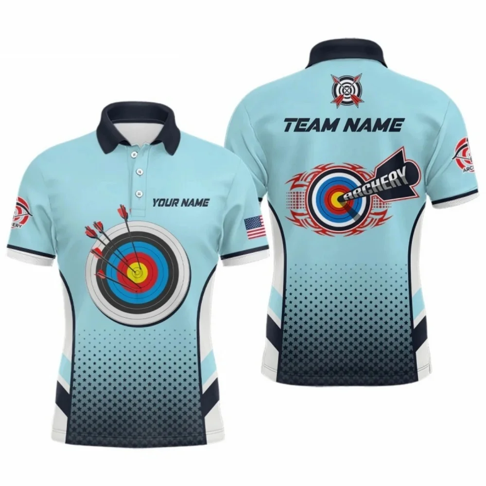 

Archery Competition Uniform Men's Clothing Trend New Design Arrow Graphic Short Sleeve Polo Shirt Archery Hobby Sport Men Tops
