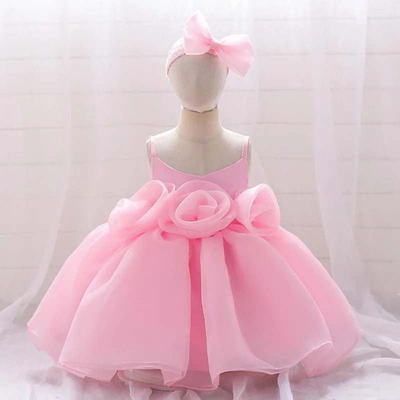 New Children's 3D Flower Girl's Dress Princess Host Performance Events Dresses Wedding Party Ball Gown