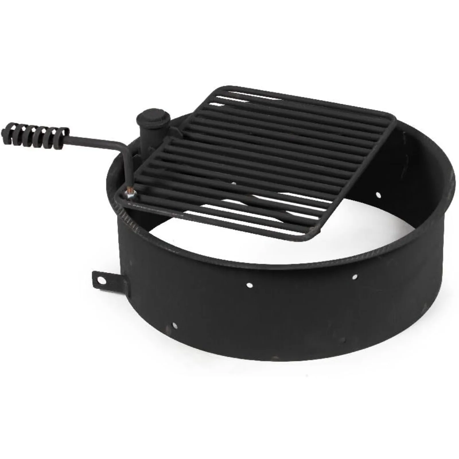 

US 24-in Steel Fire Ring with 15.5-in. x 19.5-in. Grate, Outdoor Cooking Camping