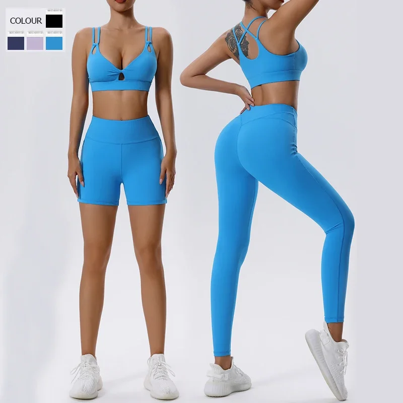 

Women Two Pieces Fitness Yoga Set Solid Color Buttery Soft Gym Suit Breathable Quick Dry Workout Clothes Female Sportswear