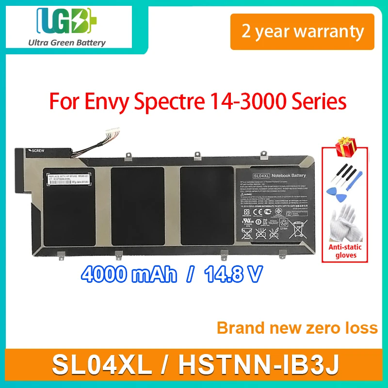 

UGB New SL04XL HSTNN-IB3J Аккумулятор для ноутбука HP Envy Spectre14-3000 14-3000ea 14-3000eg 14-3114tu 14-3200ef TPN-Q105 4000 мАч