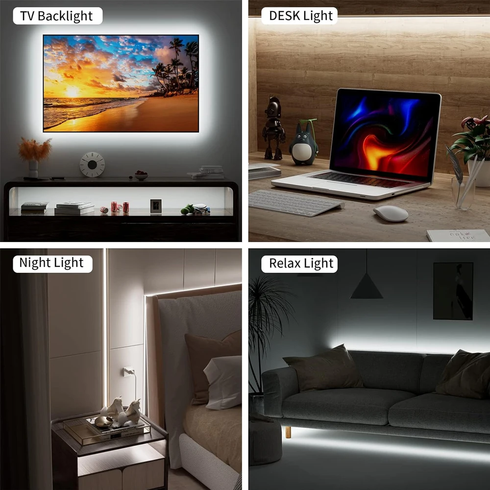 USB Tuya Zigbee COB LED-Streifen 5V 1m 2m Warmweiß Natürliches Weiß Dimmbares Klebeband Nachtlicht Raumdekoration Für Alexa Google SmartThings – Detail 7