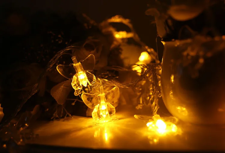 Christmas Day Butterfly Light String 100LED Lantern Flashing Light String with Tail Insert Wedding Decoration Light