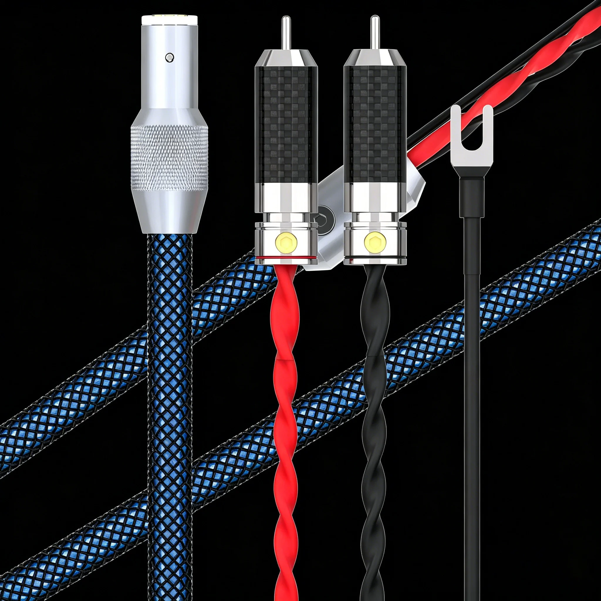 Kabel audio 5-pin DIN do 2RCA Phono, kabel do ramienia gramofonowego prosty 90 stopni, przewód uziemiający typu U Spade, audio Phono — zdjęcie produktu 2