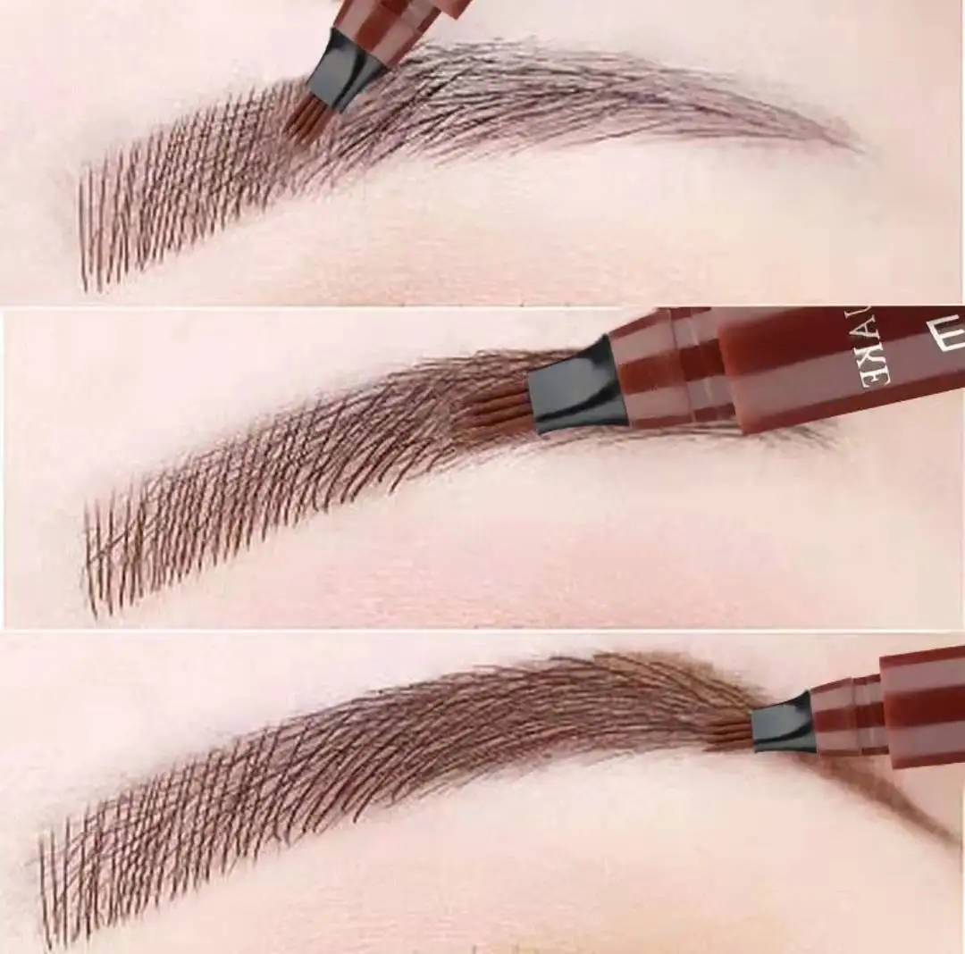 4 Points Eyebrow Pen Tattoo 5 Color Liquid Microblading Blade Fork Tip Brow Pencil Waterproof Gel Long Lasting Makeup Goth Henna