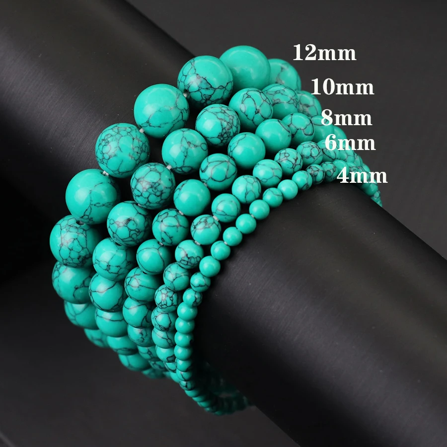 2025 Simple Style 4/6/8/10/12mm Blue Turquoises Stone Bracelet Men Women Meditation Yoga Beaded Braslet Valentine Day Braclet