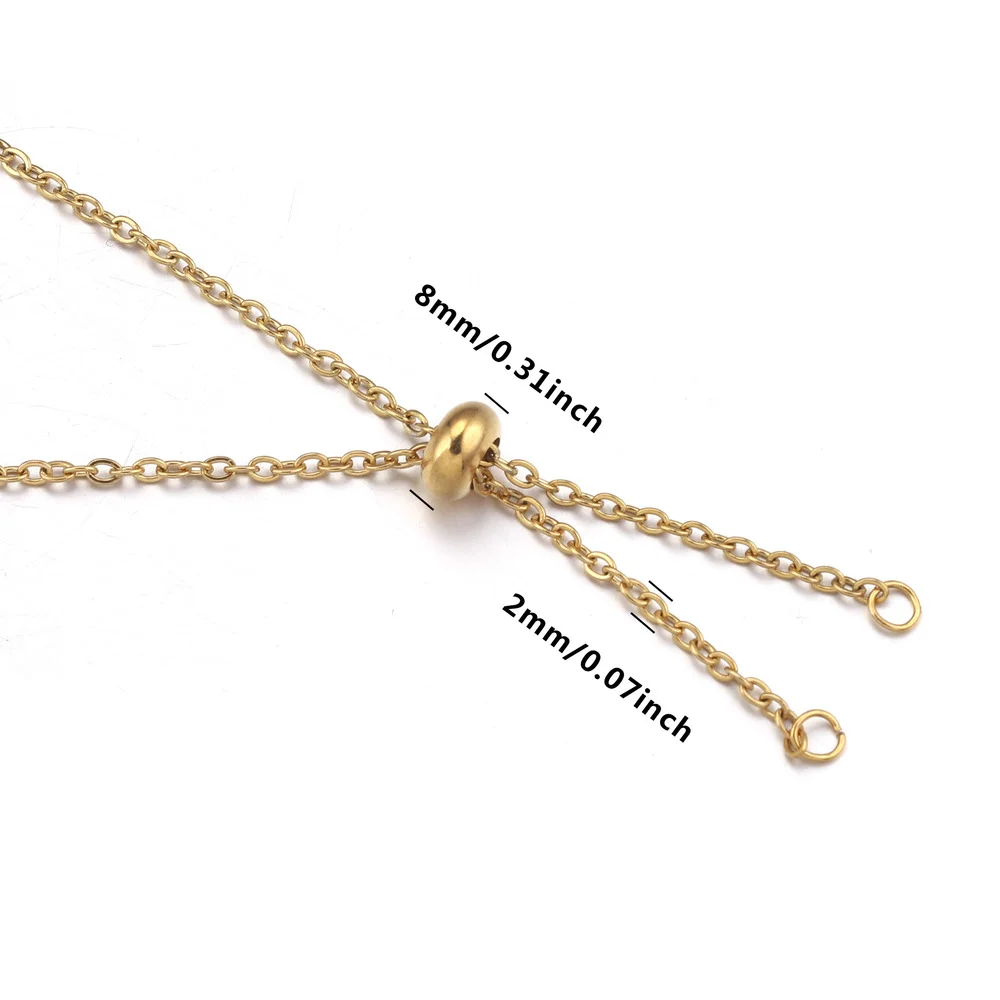5Pcs Adjustable Stainless Steel Slider Necklace & Bracelet Cable Cuba Chains with Stopper Beads for DIY Jewelry Making Wholesale
