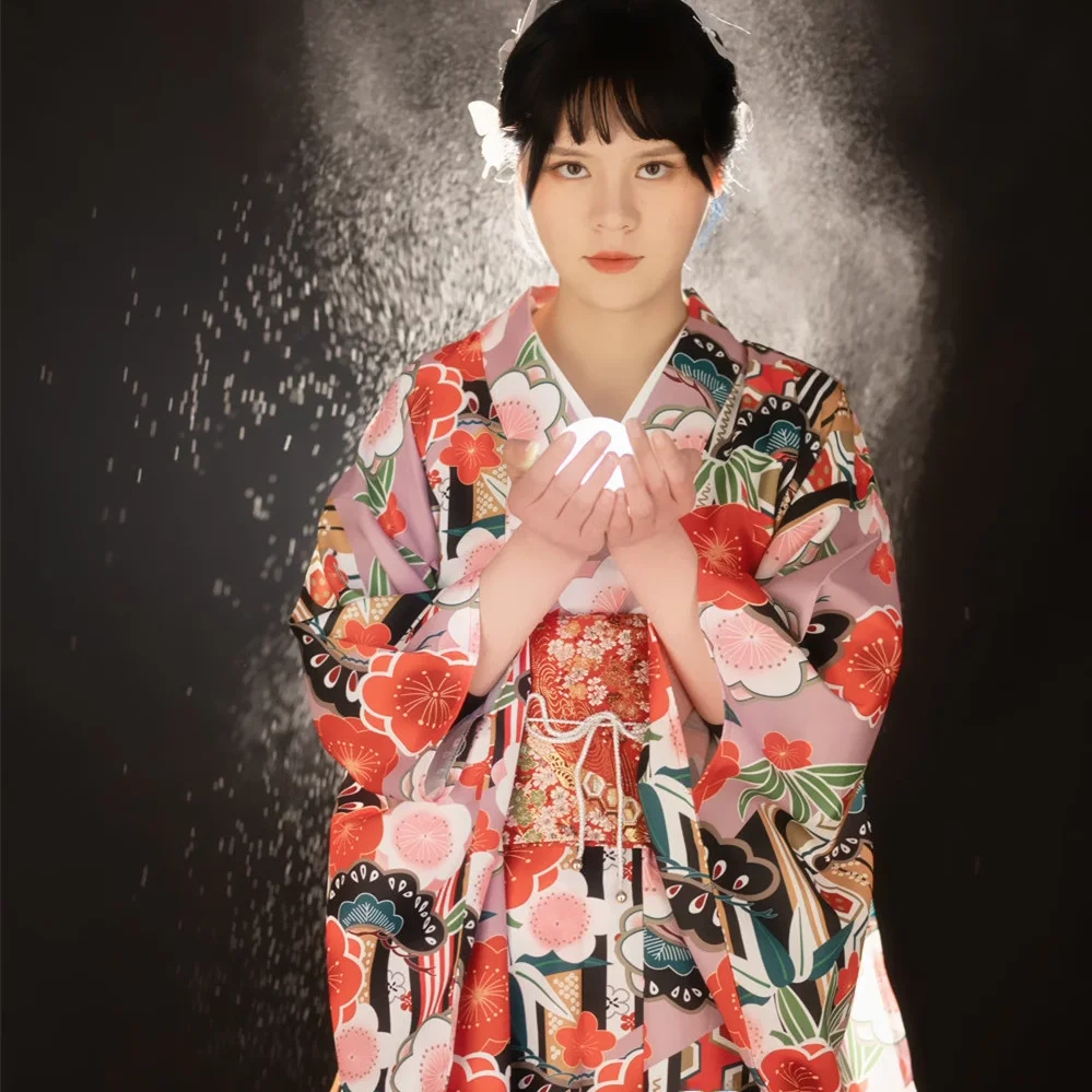 Classical Patterned Yukata Kimono Robe Improved Version 145cm Formal Visit Summer Collection Women's Traditional Costume