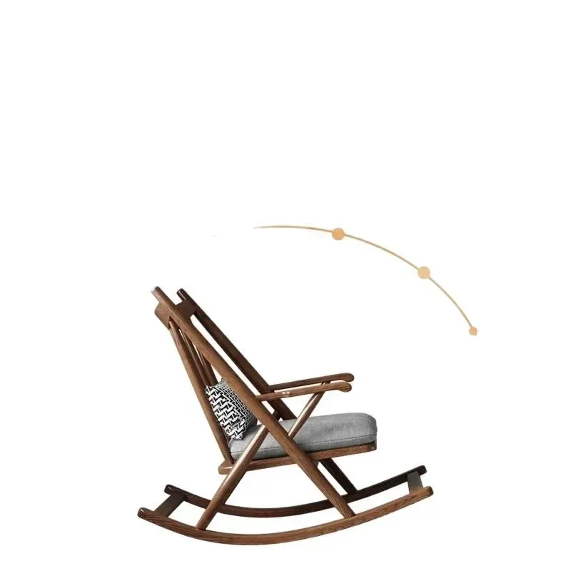 Solid wood rocking chair recliner adult balcony home leisure bedroom single sofa lazy Internet celebrity rocking chair