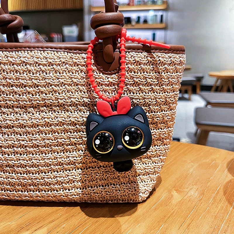 أزياء لطيف كبير العينين القط الضغط المفاتيح الإبداعية كبيرة العين القط قلادة على ظهره سيارة الحبل كيرينغ الحلي #1