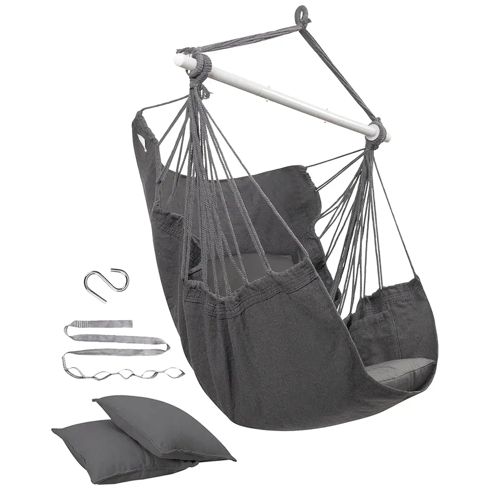 

Hammo Chair Hanging Chair Swing Chair Hanging Chair For Bedroom Indoor Outdoor- Max 500 Lbs－Steel Spreader Bar With Anti-Slip