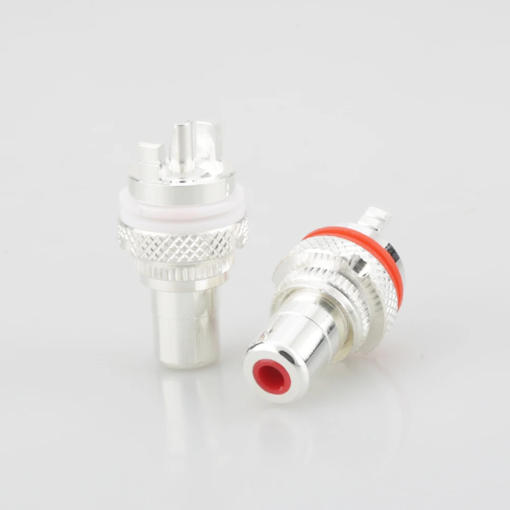 Audiophile Grade RCA Female Chassis Mount Jacks, Set of 4 Silver-Plated Color-Coded Connectors for Hi-Fi Audio System Builds
