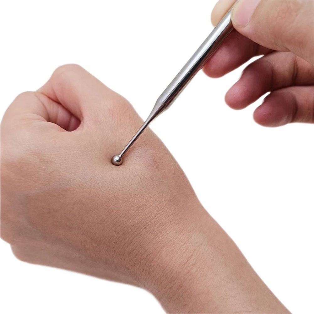 1Pcs Acupuncture Pen, Dual Head Ear Body Point Probe Tip Acupressure Stainless Steel Facial Reflexology Massage Tool Ear & Body