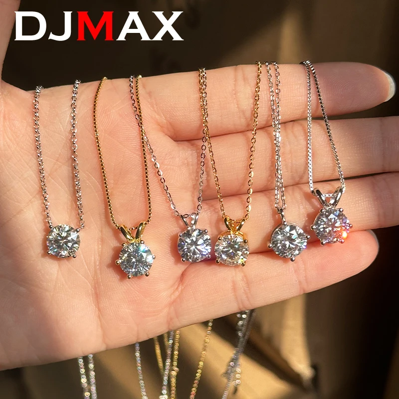 DJMAX 1-3CT Moissanite Pendant Necklace For Women Top Quality Original S925 Sterling Silver Lady's Diamond Clavicle Chain 2024