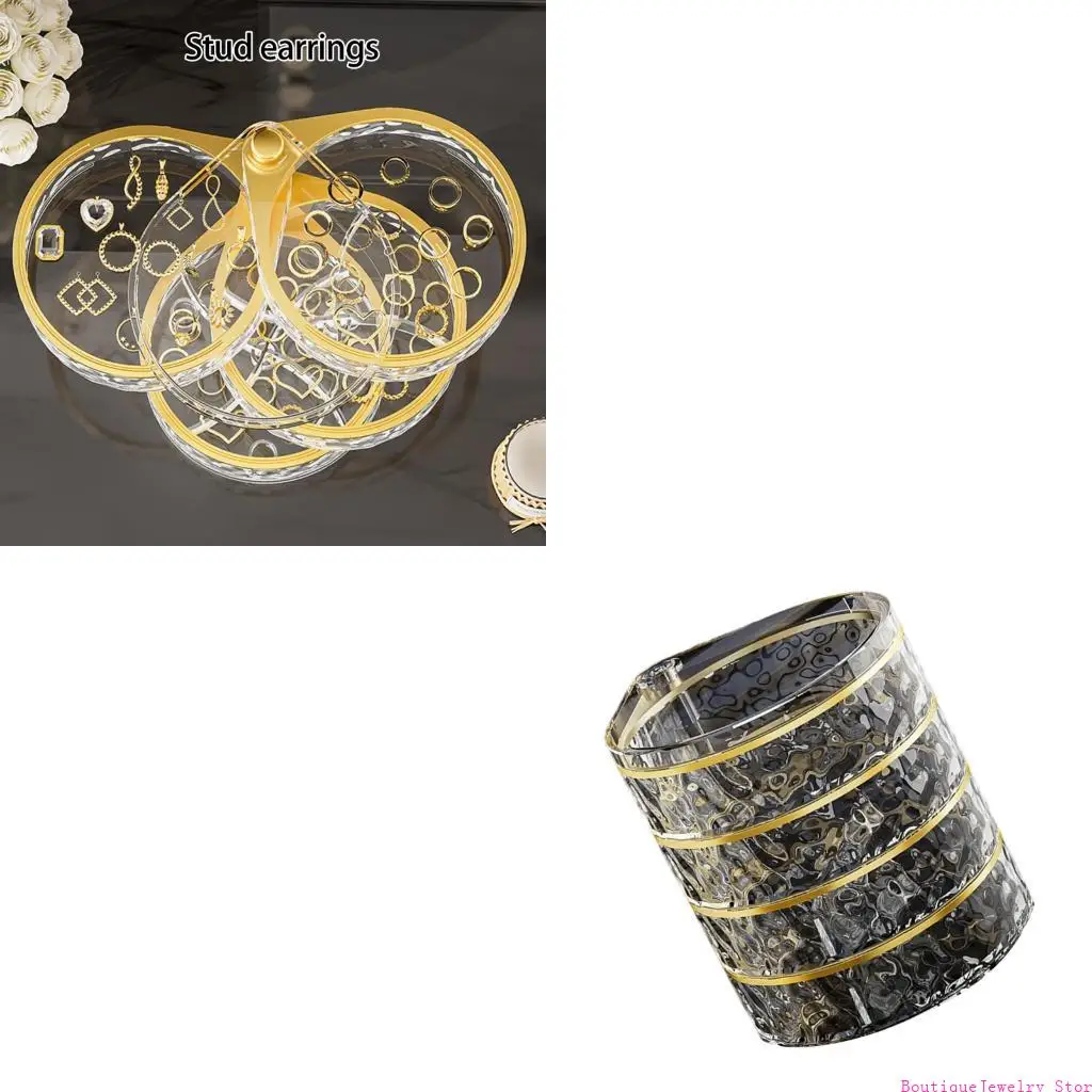 

E1PE Multifunctional Rotating Jewelry Case Space Saving Organizers for Dresser