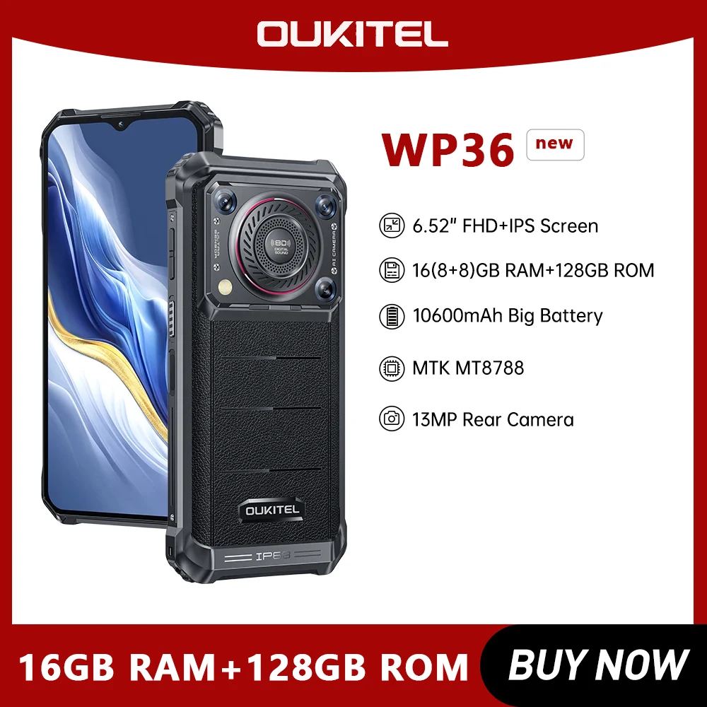 Oukitel WP36 Rugged Smartphone, 10600mAh, 6.52 