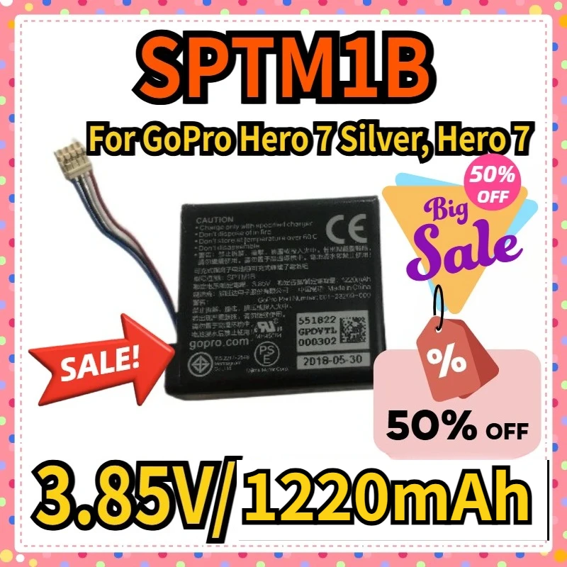 

Camera Battery 3.85V/1220mAh SPTM1B for GoPro Hero 7 Silver, Hero 7