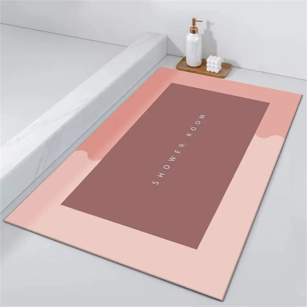 Super Absorbent Shower Bath Mat Bathroom Anti-Slip Carpet Soft Simple Kitchen Entrance Door Rug Bathtub Side Bath Mat Home Decor