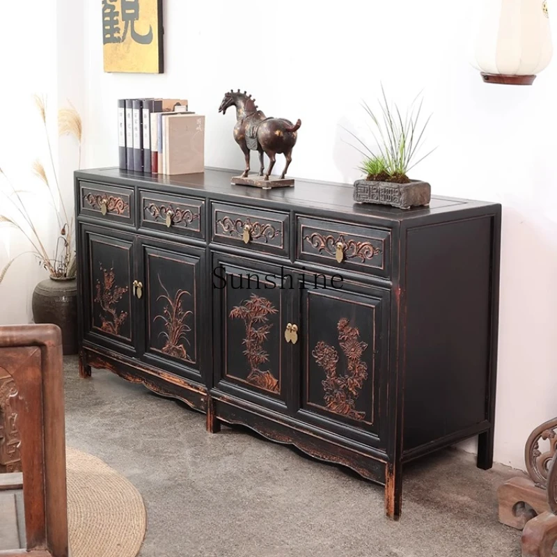 

Storage cabinet Long dining side B & B hotel Living room Entrance entrance Solid wood Chinese style Ming and Qing classical