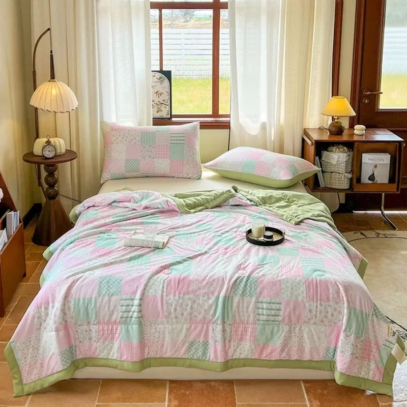 لحاف صيفي أساسي 2025 مضاد للبكتيريا بطبقة مزدوجة من ألياف فول الصويا شيا ليانغ لحاف مكيف الهواء طقم مكون من أربع قطع #2