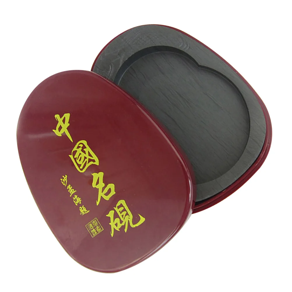 Inkstone with Cover Calligraphy Inkstone for Students Teachers Traditional Writing Accessory Reusable Easy Clean Portable