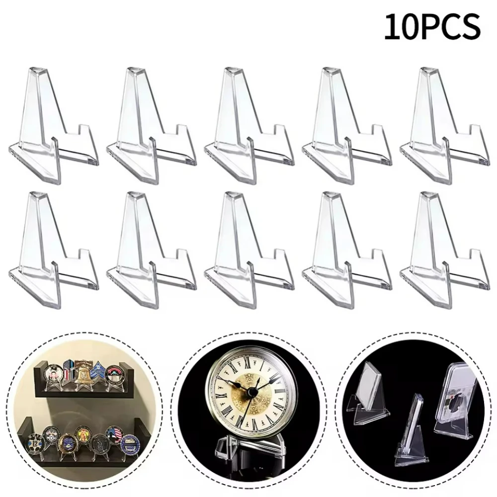 Clear Transparent Acrylic Mini Display Easel Racks 10Pcs Stable Small Holders For Photos Badges Trading Cards Coin Collectibles
