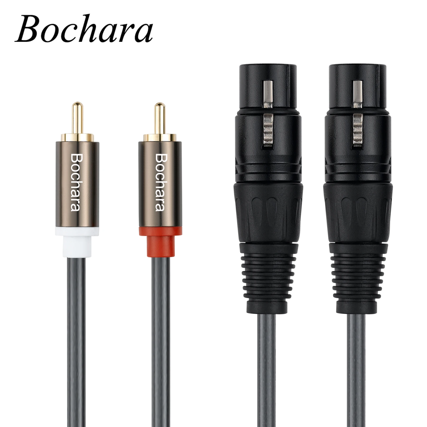 Bochara Dual XLR żeński do 2RCA męski kabel Audio ekranowany dla wzmacniacza mikser głośników 1.5m 3m