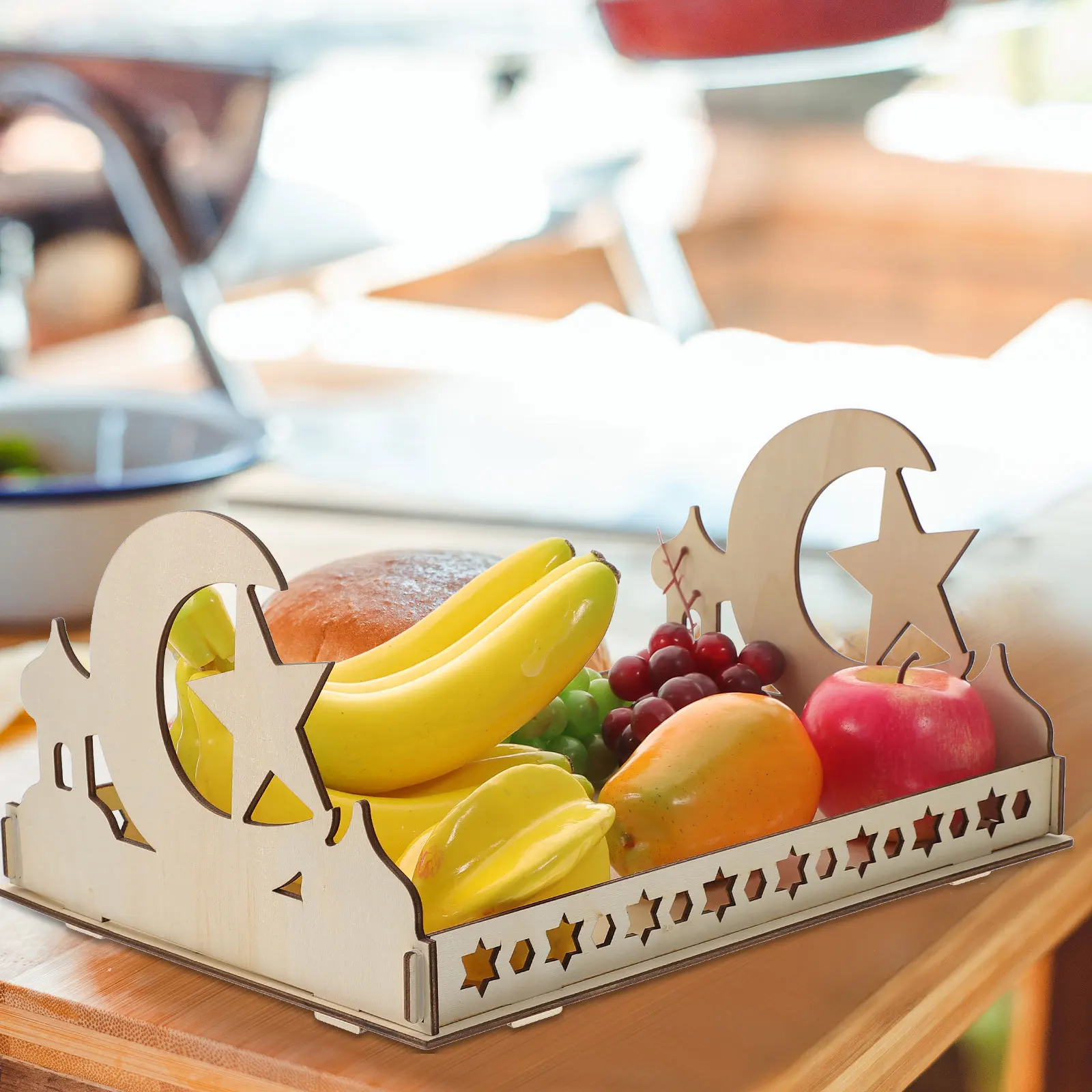 

Thickened Wooden Multipurpose Food Storage Dessert Serving For Kitchen Home Decoration Moon Shape Fruit Organizing Tableware
