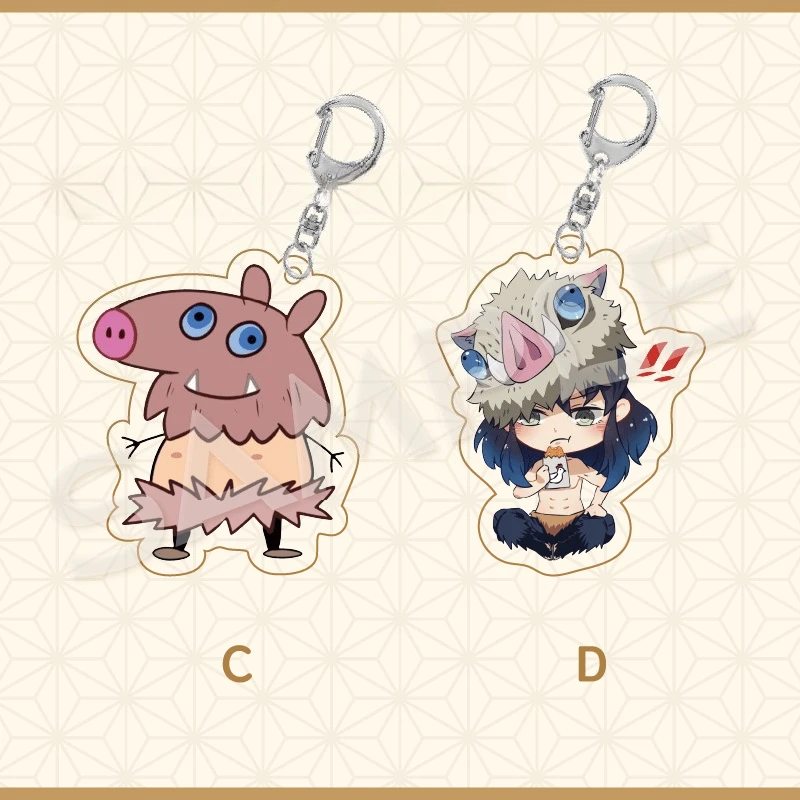 Demon Slayer Tanjiro Kamado Hashibira Inosuke Nezuko sleutelhanger creatieve hoogwaardige cartoon print student rugzak decoratie