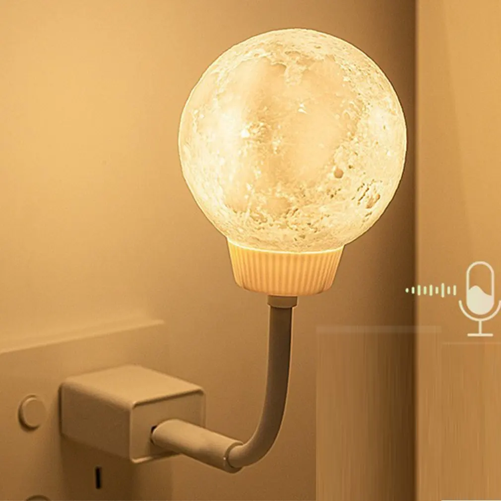 

New 3D Moon Light Smart Voice Control USB Night Light Internet Celebrity Nursing Eye Protection Socket Bedroom Sleep Light Room