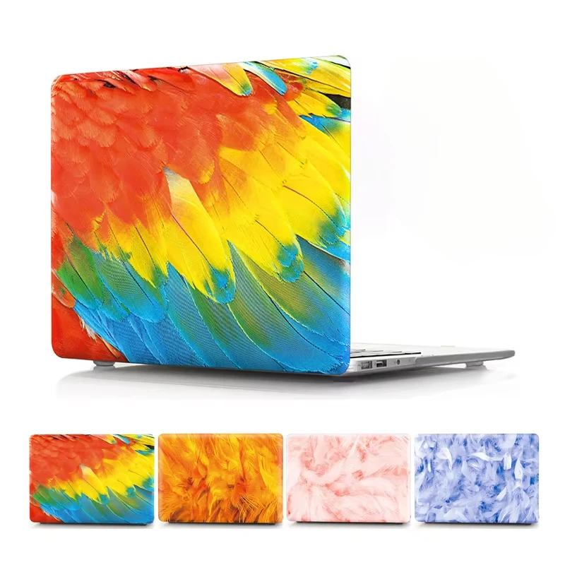 Laptop Matte Hard Case for Apple MacBook Air 11 13 Pro 13 15 Inch Watercolor Feather Pattern Protective Cover Cases Model A1708