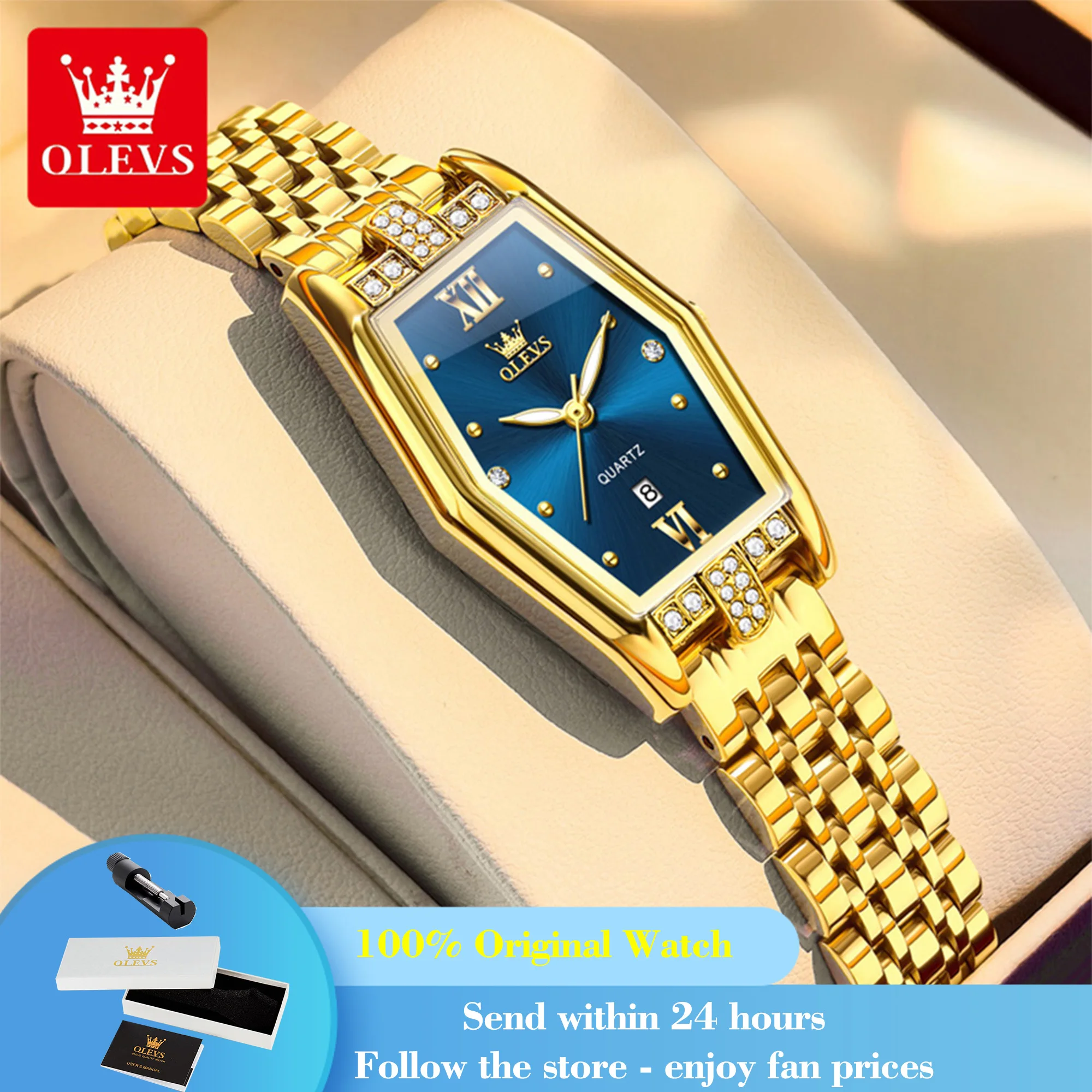 

OLEVS 3699 Women's Watch Fashion Elegant Business Quartz Watch For Women Luxury Steel Strap Waterproof Luminous Date Wristwatch