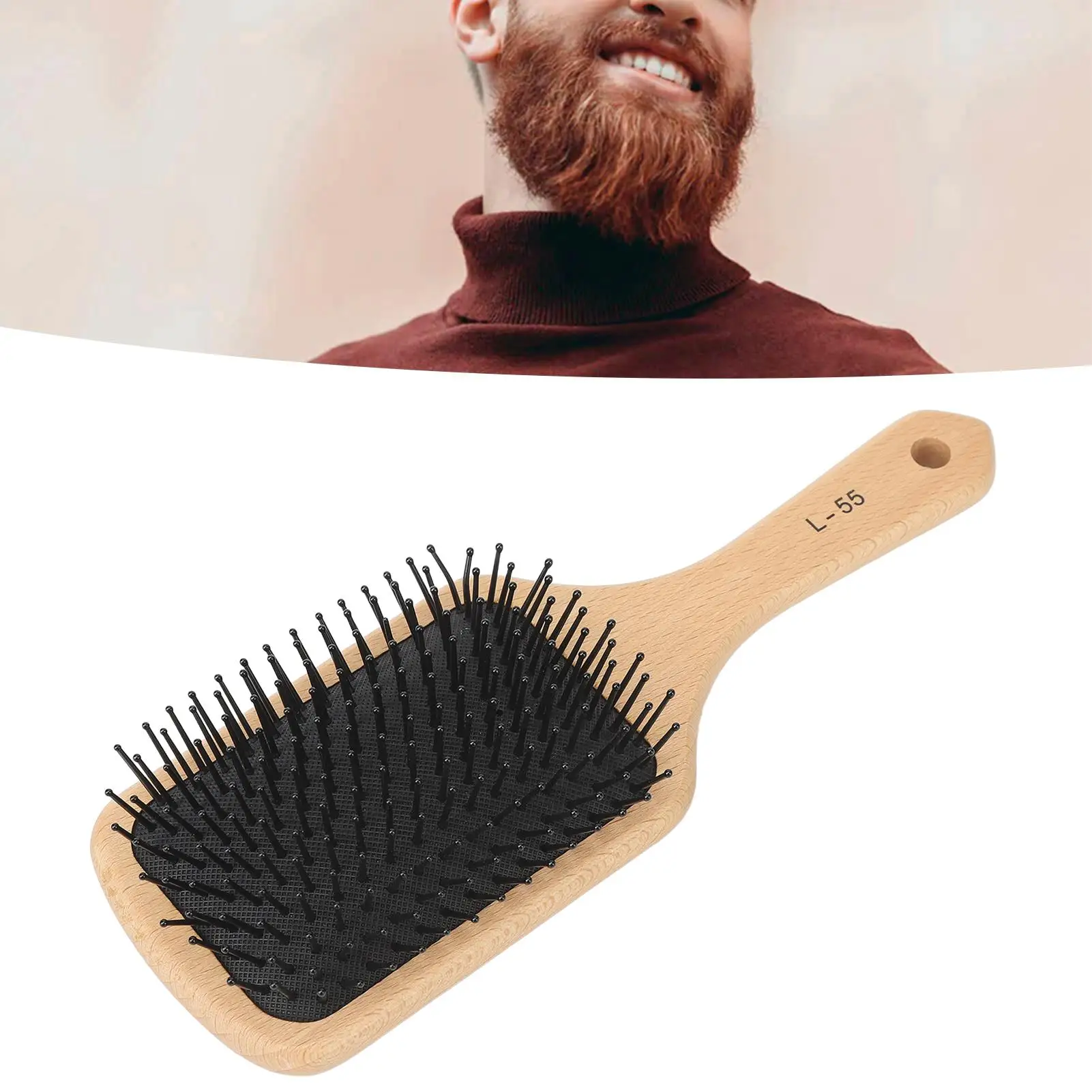 Escova de cabelo portátil masculino, punho ergonômico, evita a deformação, desembaraça e massagens couro cabeludo