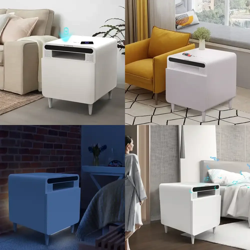 2026 Hot Sale  Nordic Style Hotel Bedroom Furniture Bedside Table for Smart End Table Nightstand Multifunction All In One