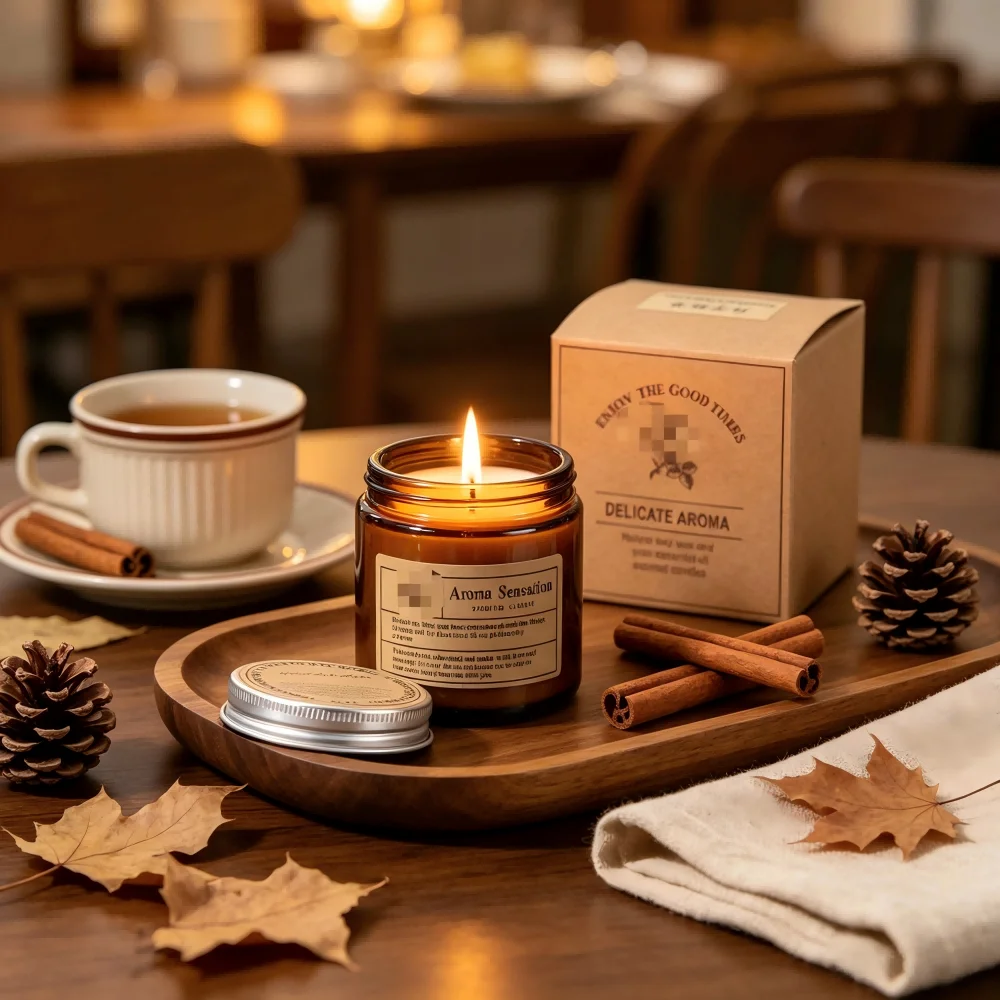Scented Candle in Glass Jar – Natural Soy Wax with Gentle Aroma, Cozy Ambiance for Home & Thoughtful Gift view 2