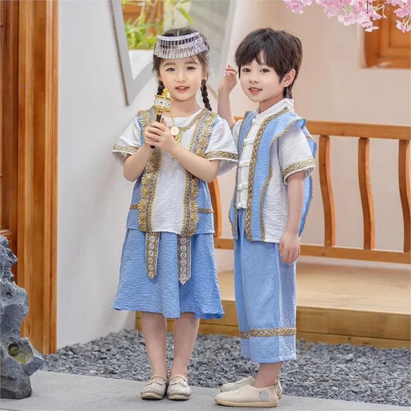 ชุดการแสดงเด็กไทยปี 2025 เสื้อผ้าเด็กไทยสำหรับฤดูร้อน ชุดการแสดงเทศกาลสาดน้ำได๋ รุ่น LH685