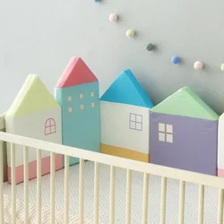 Cotton Baby Bumper Crib Protector Korean 4 Piece House Shape Cot Crib Fence Soft Anti-collision Detachable Washable Bed Surround
