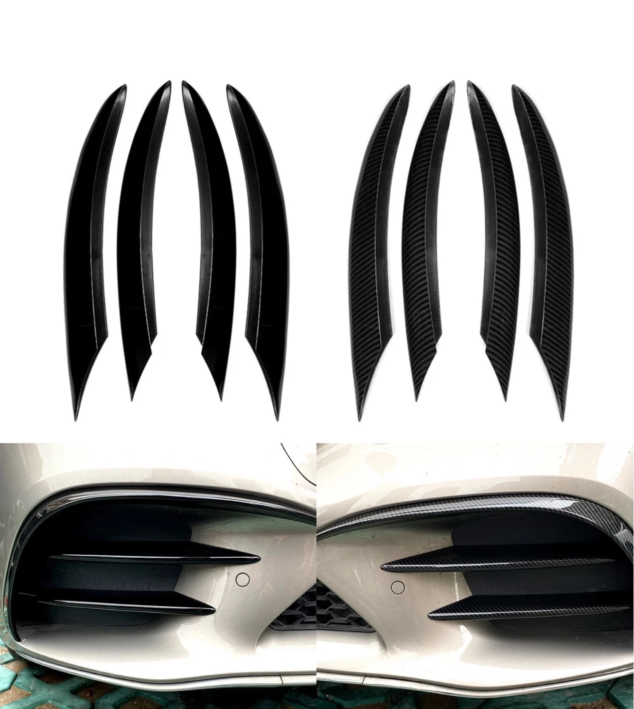 

Fit For Mercedes Benz W205 C-Class C200 C260 2019-2021 Car Front Bumper Fog Light Cover Trim ABS Carbon Fiber/Gloss Black