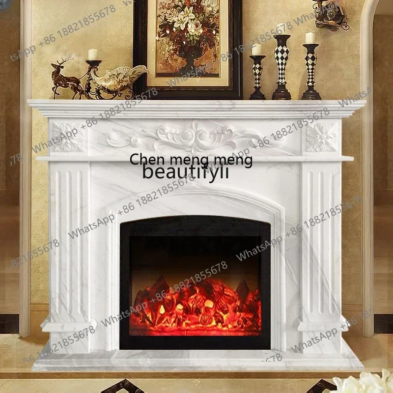 

ss7304 Marble Fireplace European-Style Carved Natural Stone Sculpture Fireplace Curio Cabinet