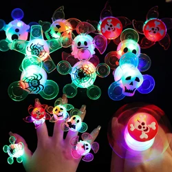 Lots Halloween Glow Ring Creative Ghost Skull LED Flashing Gyro Ring Toy Children's Party Finger Lamp Decoration Props Gift