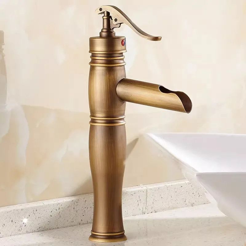 Antique Faucet Cold and Hot Basin European Above-counter Basin Bathroom Wash Basin Retro Simple Waterfall Faucet