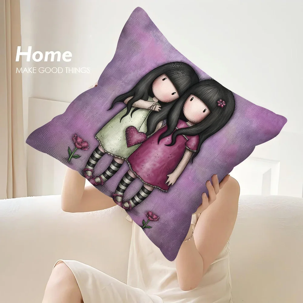 Kawaii Santoro Gorjuss Pillow Case Sofa Decorative Home Double-sided Print Plush Square Throw Pillow Covers Cushion Decor Cover