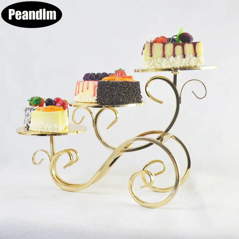 

PEANDIM Three Tiers Cake Stand Decorative Metal Tray Luxury Wedding Plates Party Tableware Display Rack Cake Decorating Tools