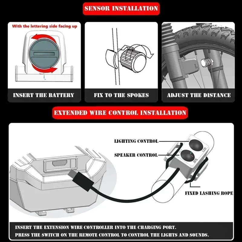 Bucklos Bike Front Light Wireless Speedometer Led Cycling Lamp 4 Modes Bicycle Headlight with 120dB Horn Alarm Riding Flashlight